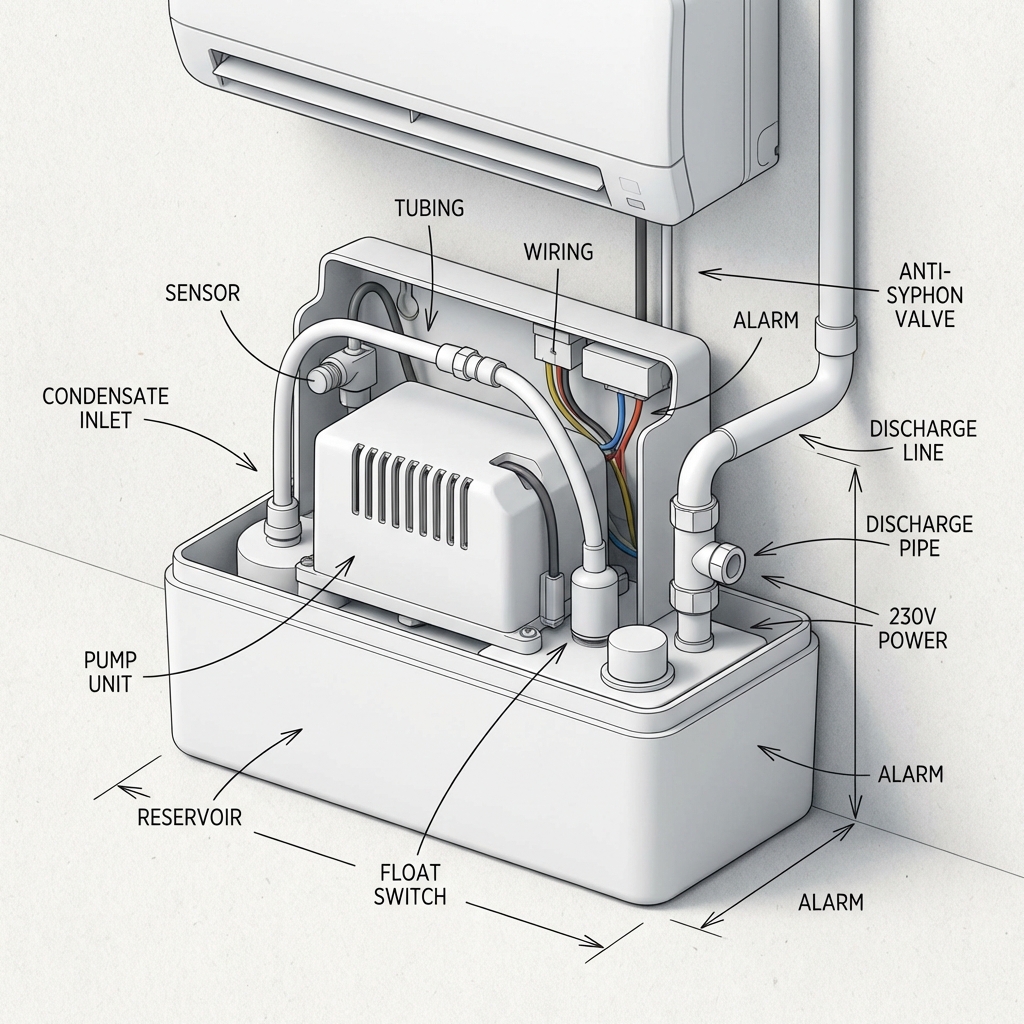 Detail čerpadla kondenzátu